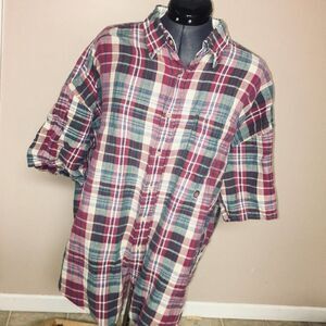 Tommy Hilfiger Short Sleeve Plaid ButtonUp XL
